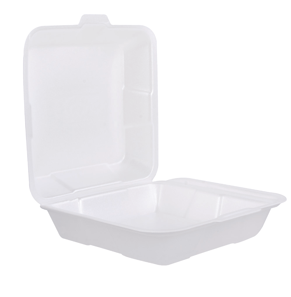 Foam Hinged Container 8 x 8 in, 1-Compartment, SKU CN8X8L4P (200/Case)