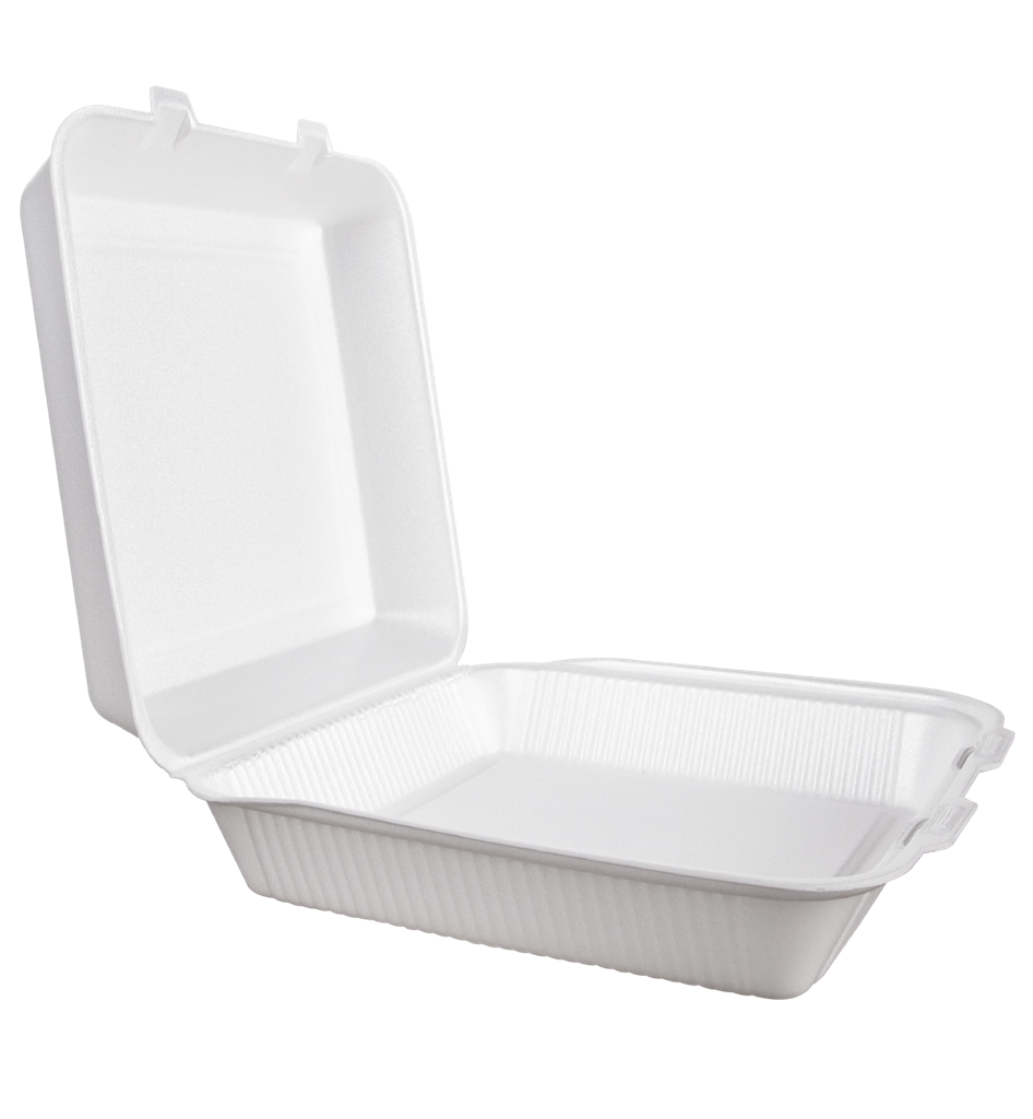Foam Hinged Container 8 x 8 in, 1-Compartment, SKU CN8X8LDP (200/Case)