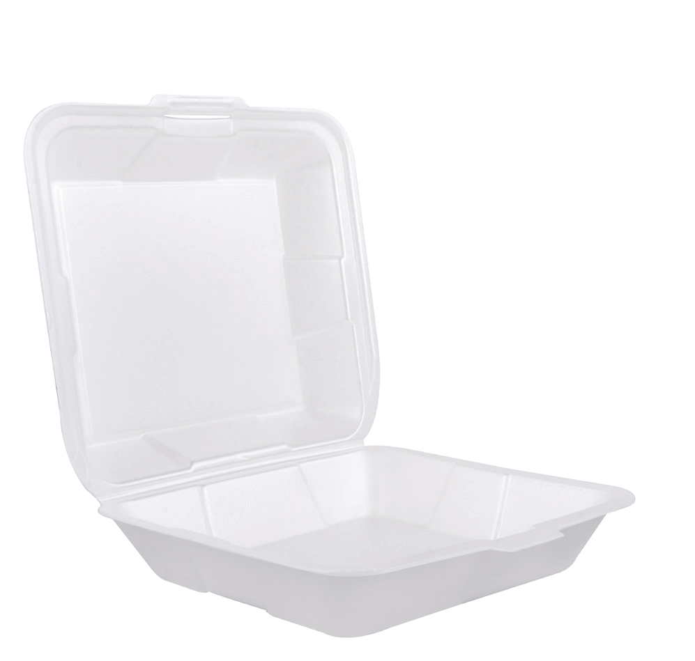 Foam Hinged Container 9 x 9 in, 1-Compartment, SKU CN9X9L4P (200/Case)