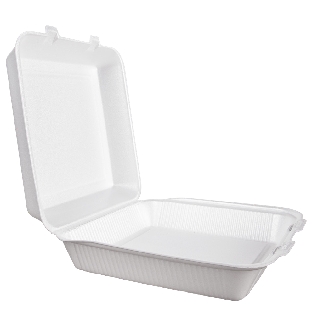Foam Hinged Container 9 x 9 in, 1-Compartment, SKU CN9X9LDP (200/Case)