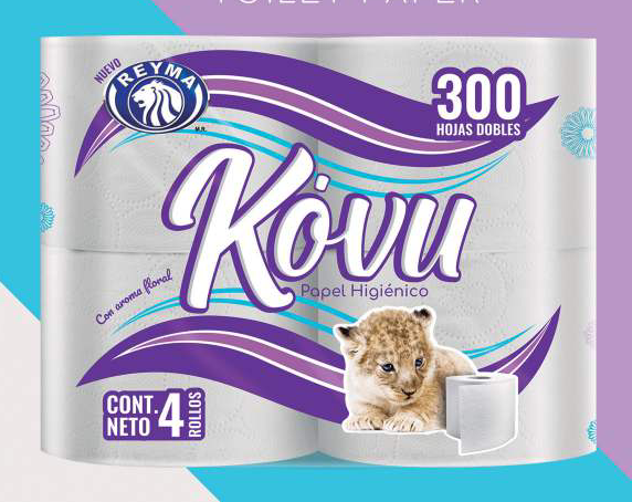 Kóvu Bath Tissue, 300 Double-Sheet Rolls, 4-Roll Packs (40 Rolls/Case)