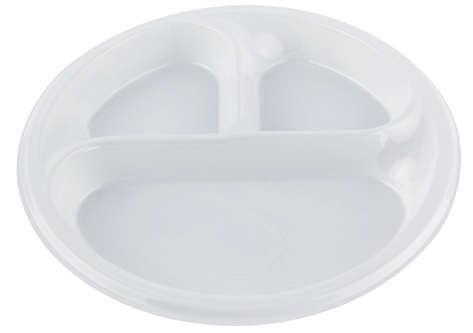 Plastic Plate 8.3 in, 3-Compartment (500/Case)