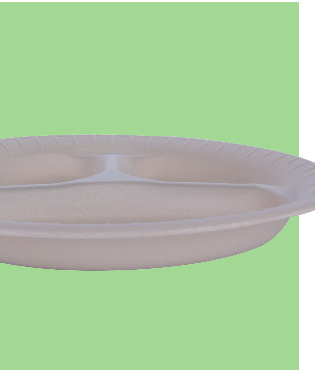 Bio Foam Plate 9 in, 3-Compartment (500/Case)