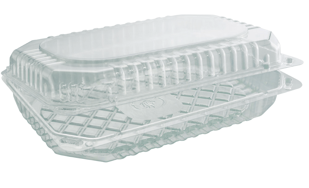 Clear PS Hinged Container 9 x 6.3 in, 50.7 oz (250/Case)